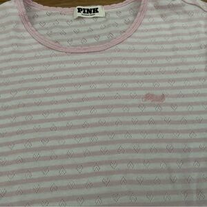 Vintage 90s PINK Victoria’s Secret short sleeve pj sleep shirt pink striped sz L